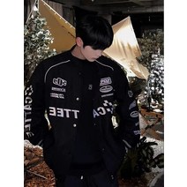 오토바이 라이딩 자켓 봄 여름 Gmiixder-힙합 레이싱 재킷 봄 가을 캐주얼 하이 스트리트 바머 재킷 오토, 01 Black