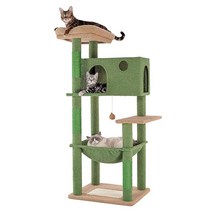 Meow Sir 대형 고양이를 위한 대형 캣트리 137.2cm(53인치) 멀티레벨 캣타워 대형 해먹 슈퍼 넓은 콘도 및 넓은 패딩 퍼치 스크래칭 기둥 및 패드 실내 고양이용 -, Large-53