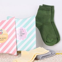 룰루데이 어린이집생일선물 답례품 골지 양말+반달상자+제작!스티커 완포장