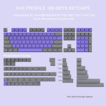 키보드키캡 키캡커스텀 키캡 184 키 PBT 더블 샷 퍼플 화이트 XVX 프로필 캡 키트 백라이트 Womier GK61 Anne Pro 2 기계식 게이머 키보드, CHINA, 169 key-Purple grey