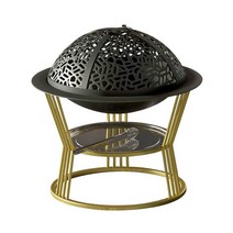 가정용 화로대 불멍 디자인 정원 화로 선반 대, 골드 56 x 56 x 56 + 테이블 쟁반