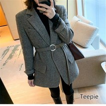 티피/Teepie 여성 겨울 양복 칼라 슬림 코트 쇼트 루즈핏 캐주얼 재킷