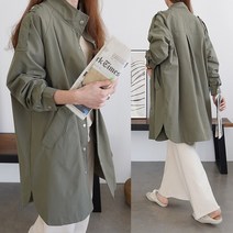 하늘바라기 여성용 하이넥 박스 롱 야상