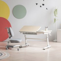 위드그로우 스마트 2.0 높이각도조절 책상+지니의자 Y402S SET, 책상메이플+의자그린+의자커버블루