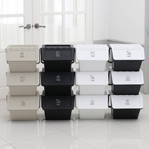 모던데일 재활용 분리수거함 2P, 블랙 + 화이트, 2개