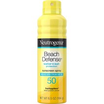 Neutrogena 비치 디펜스 선크림 스프레이 SPF 50 속건성 방수 자외선 차단 옥시벤존 프 184g 1개, 3개