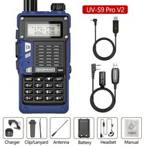 오키토키 워키토키 충전식 BaoFeng UV-S9 Pro V2 10W 고출력 UHF VHF 워키 토키 Radio16KM 장거리 플러스 U, 17 Blue--Cable