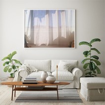 유홍아트 가로형 창문 바다 햇살 풍경 사진 그림 액자 프레임 6호 (8554532), 2.면커튼창문