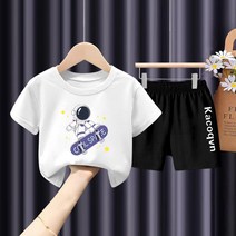 LZYJY 100% 면화 아동복 소년 반바지 소녀 반팔 티셔츠 서양식 아기 여름 옷 중간 및 작은 어린이 얇은