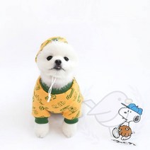 새임 티셔츠 모자세트 옐로우 개모자 펫의류 강아지셔츠, S