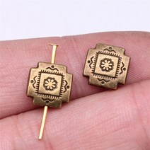보석 만들기위한 금속 합금 구슬 골동품 실버 색상 조각 비즈 DIY 공예 만들기 결과 수제 티베트어 10 개, 4x10mm-Bronze