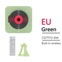 벽걸이 CD 플레이어 블루투스 USB 휴대용 스피커 스테레오 음악 벽 마운트 디스크, 녹색 유럽