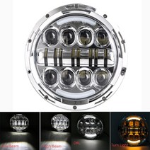 LED 자동차 헤드라이트 카페 레이서 할리 오토바이 지프 랭글러 오프로드 6000K DRL 빔 다채로운 헤일로, 01 은