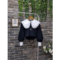 퐁당 / 스티치 배색 빅카라 블라우스