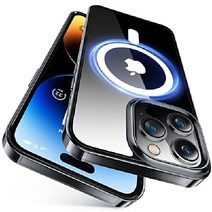 토라스 아이폰14 프로 맥스 다이아클리어 맥세이프 케이스 군사등급 보호, 스페이스 블랙 클리어