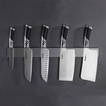 주방 칼꽂이 마그네틱 자석 거치대 접착식 벽걸이 나이프바 통풍형 칼거치자석 40cm, 실버