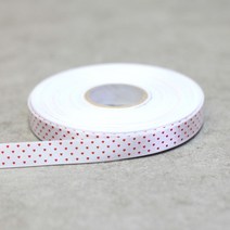 백색-빨강 작은하트-공단리본 25mm 50마 롤단위 (25mm), 수량