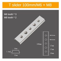 M6/M8 알루미늄 T 슬롯 트랙 슬라이더 바 너트 30/45 유형 지그 나사 패스너 목공 도구, 03 100mm Nutx1pcs