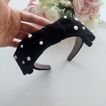 벨벳 진주포인트 가운데왕리본 제니헤어밴드(자체제작)