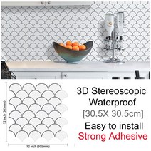 600각타일 Wostick-3 장 자체 접착 벽 타일 스티커 육각형 모양 방수 3D 패널 DIY 벽지, 15 VP513 3pcs