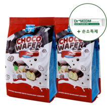 미니초코 웨이퍼 헤이즐넛 140g 2봉 + 손소독제1개, 헤이즐넛140g 2봉