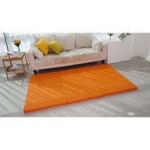 SEJEL.F (세젤에프) 3단 PU 레자 인조가죽 접이식 매트리스 차박 원룸 싱글 가성비 캠핑 스펀지 매트리스 오렌지 5CM, 소라