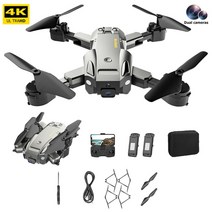 4K HD 카메라 FPV 접이식 쿼드콥터 헤드리스 모드 2.4GHz 4CH RC 드론 고도 유지 6 축 자이로스코프 LED, 11 Dual Camera 2pcs B
