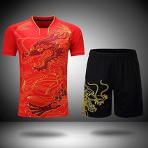 테니스상의 테니스복장 여성테니스복 인쇄 중국 드래곤 탁구 세트 남성 또는 여성 탁구 착용 건식 탁구 의류 탁구 정장