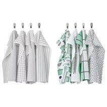 이케아 RINNIG 린니그 행주 4장 45x60cm/주방수건/핸드타올/순면/걸이식행주/키친크로스, 화이트+다크그레이_804.763.48
