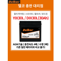 YIX30L DIX30L AGM 배터리 12V 30Ah 사이즈 166x127x175 -(좌)/+(우) / 할리 투어링 스트리트 울트라 로드킹