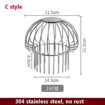 304 스테인레스 스틸 지붕 거터 발코니 배수 금속 메쉬 플라스틱 비 보호 커버, C 160MM Tube caliber