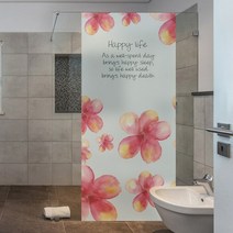 반투명 칼라 샤워부스 시트지_수채화 꽃잎, 대형(120x200cm)
