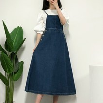 [리즈데이즈] 헤즈 데님 롱 끈 뷔스티에 롱원피스