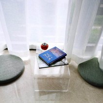 사이드 투명 색 거실 카페 침대 위 작은 미니 소형 좌식 좌탁 테이블 인테리어 독특한 선반 정리 대 아크릴 정 직 사각 형 소파 쇼파 침실 옆 소품 하비리아, 15MM두께 길이 600너비 390 높이300