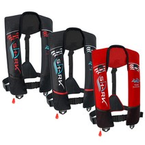 피쉬클럽 자동팽창식 구명조끼 SHARK KC인증 FREE사이즈, 블랙(레드)