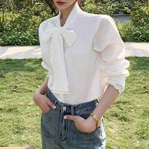 대박난박양 레이스 리본 블라우스