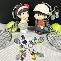 미니어처 테니스 라켓 총6개세트 스크린테니스장 기념 선물, 여성 - 오렌지 총6개세트 8번