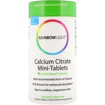 Rainbow Light - 구연산 칼슘 미니 탭 - 칼슘 흡수를 지원하는 식품 기반 칼슘 보충제 뼈와 치아 건강 800 IU 비타민 D3 800mg Ca