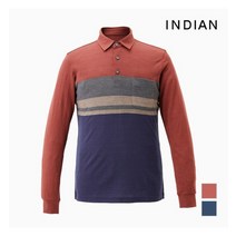 [인디안] [INDIAN] 가슴 중심 포인트 스트라이프 울혼방 티셔츠_MITALUF8301