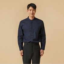 자주 남 리넨 헨리넥 셔츠_네이비 185271