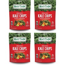 Rhythm 슈퍼푸드s 케일 칩 망고 하바네로 및 비GMO 2.0온스 4개 팩 비건 글루텐 프리 슈퍼푸드 스낵