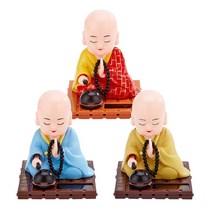 에쉬울프 작은 스님 노호혼 태양열 동자승 인형 부처님 오신날 3색, 파랑