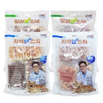 에프씨원 알러엔스낵 치석엔스틱 1kg 4종 대용량 강아지 육포 간식, 알러 오리슬라이 연어꼬치 오리스틱