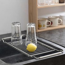 초초템 싱크대 길이조절 식기건조대 그릇 접시 건조망 개수대 선반 싱크볼 수세미망, 스테인리스