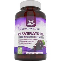 Adora 아도라 레스베라트롤 1600mg Resveratrol 180베지캡슐 2팩, 2개, 180 베지 캡슐