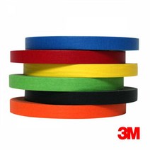 골든트리 3M 칼라 종이 마스킹테이프 12mm x 40M 6색 색깔 커버링 마킹 테이프, 3M 흑색 12mm x 40M 1개