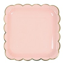 물결종이컵 크라프트종이컵 크래프트용기 캔디 컬러 골드 식기 종이 접시 요리 파스텔 컵, 8 핑크 9인치 플레이트