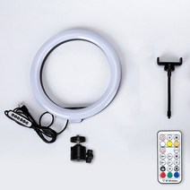 비디오 라이트 10W 3000-6000K LED 링 램프 조정 가능한 셀카 폰 홀더 원격 컨트롤러 도구 삼각대, [02] 2