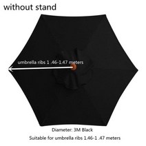편의점파라솔비치캠핑2/2.7/3m 파라솔 교체 가능 천 스탠드 없음 야외 정원 파티오 바나나 우산 커버, 20 3m Black for 6 Ribs