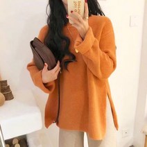 메이킹유 스웨터 라운드넥 옆트임 무지니트 H3008블로에니트